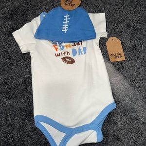 NWT Baby’s Football Onesie W/ Matching Hat